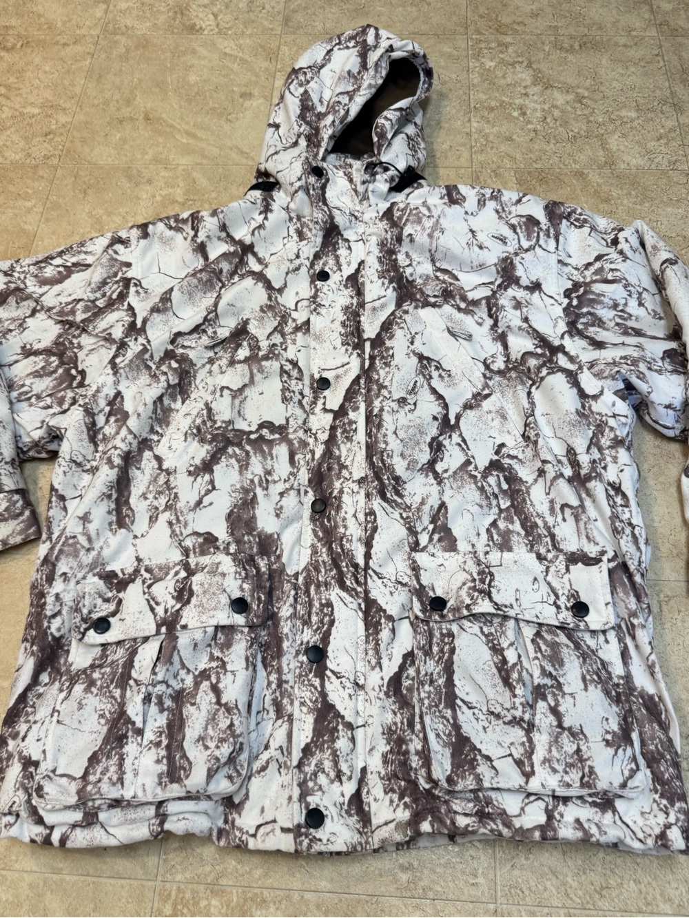 Natural Gear Men’s Fleece Lined Snow Camo Parka White Brown Camouflage Jacket L - Picture 3 of 11